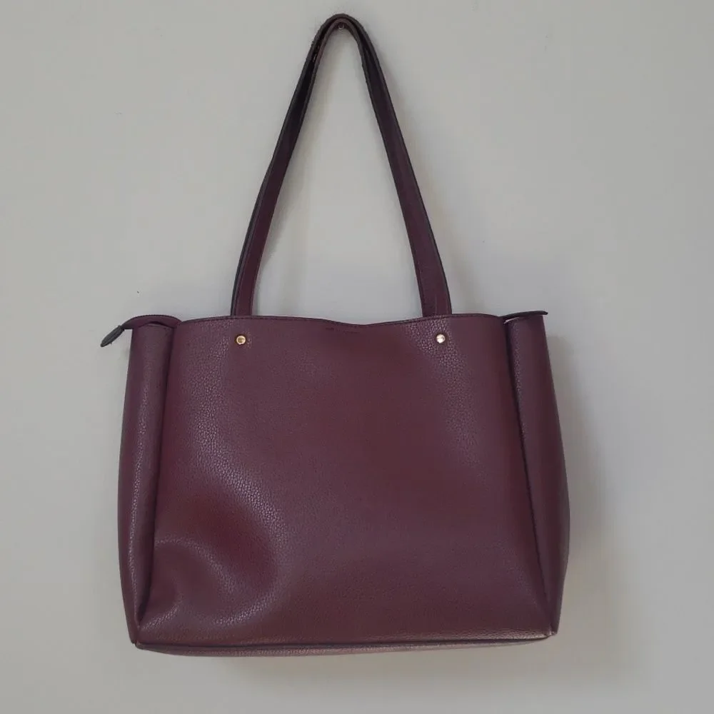 Nanette Lepore Purple Plum Mulberry Pebbled Tote Bag Large